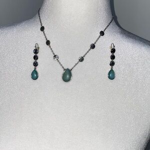 White House Black Market Silver and Teal Necklace Set